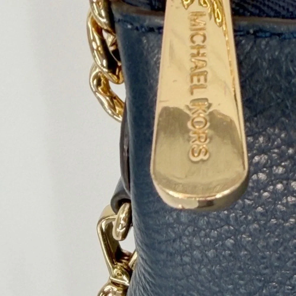 Michael Kors Jet Set East West Crossbody Bag Navy Blue Pebbled Leather 40-18‎